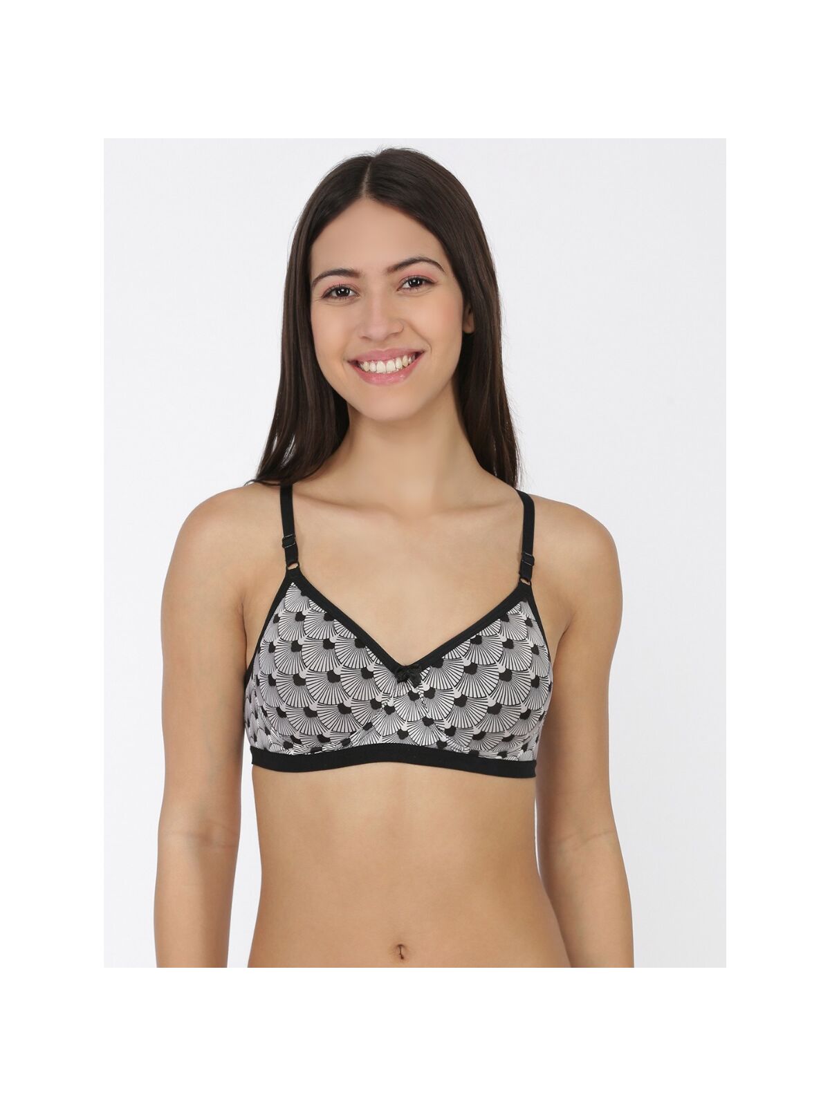 Softline Women's Padded Wire Free Bra in Spandex Nylon Fabric with Elastic Straps and Hook Closure