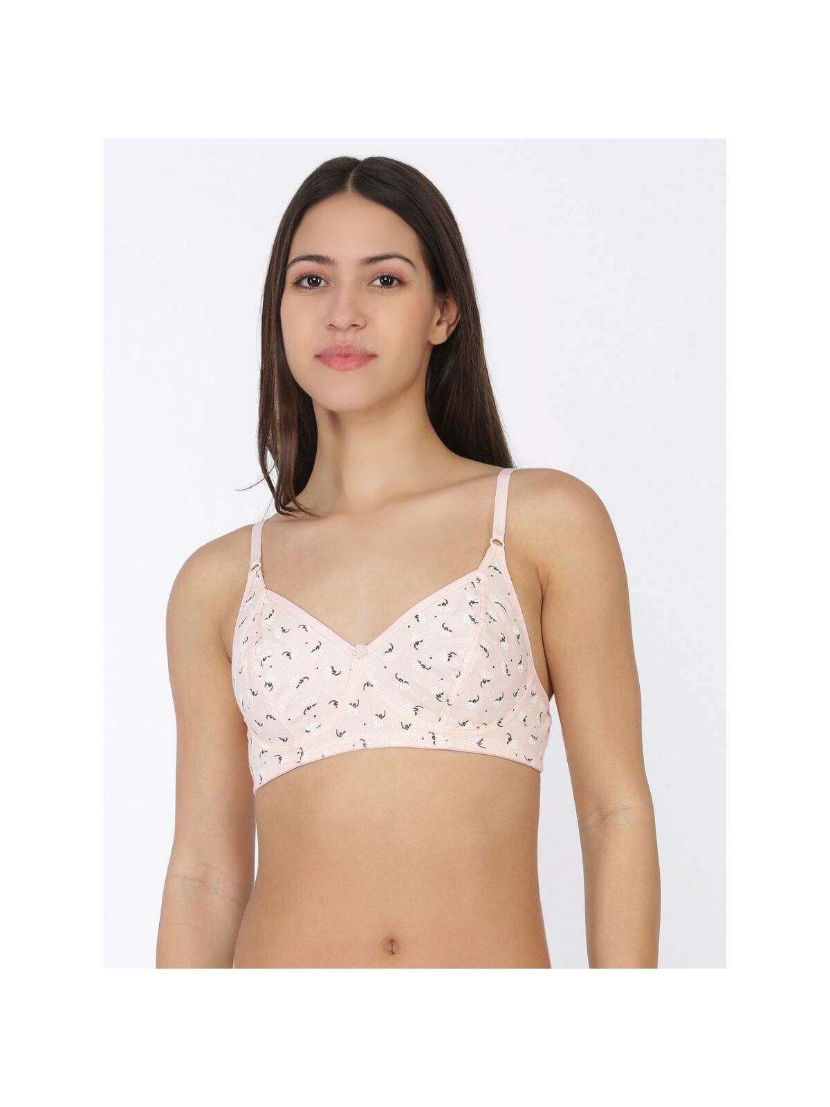 Softline Women's Non Padded Wire Free Bra in 100% Polyester Fabric with Elastic Straps and Hook Closure