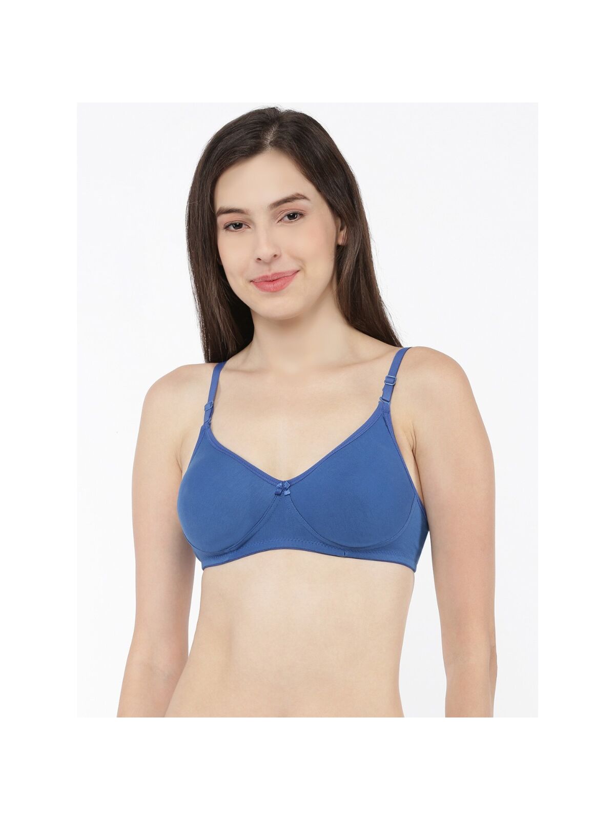 Softline Women's Non Padded Wire Free T-Shirt Bra in Poly Cotton Fabric with Moulded Cups, Transparent Straps, and Hook Closure (B Cup)