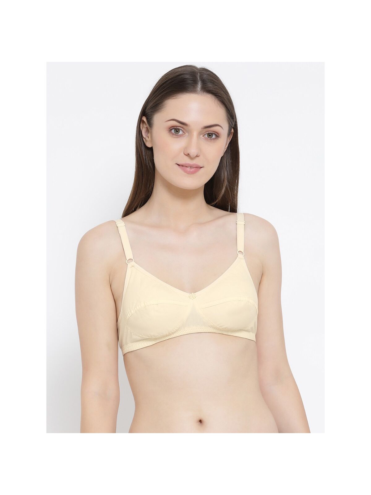 Softline Women's Non Padded Wire Free Bra in Poly Cotton Fabric with Elastic Straps and Hook Closure