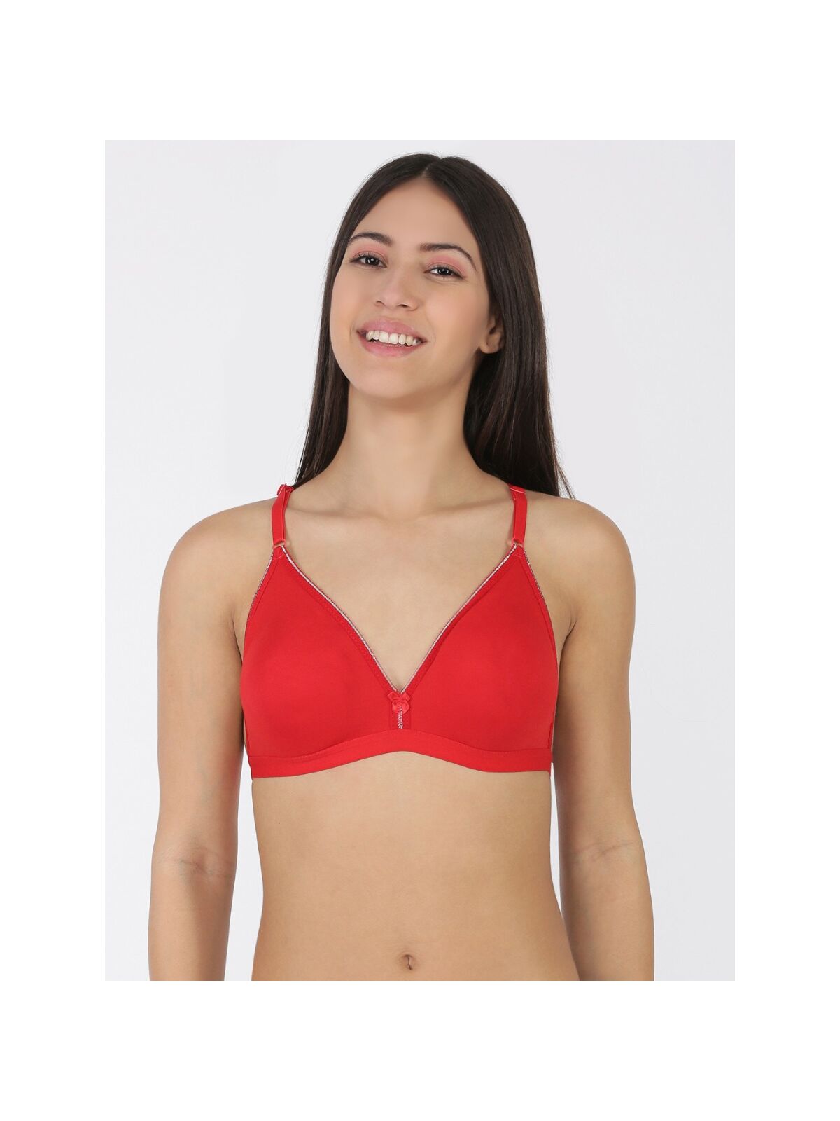 Softline Women's Non Padded Wire Free Fancy Bra in Poly Cotton Fabric with Elastic Straps and Hook Closure