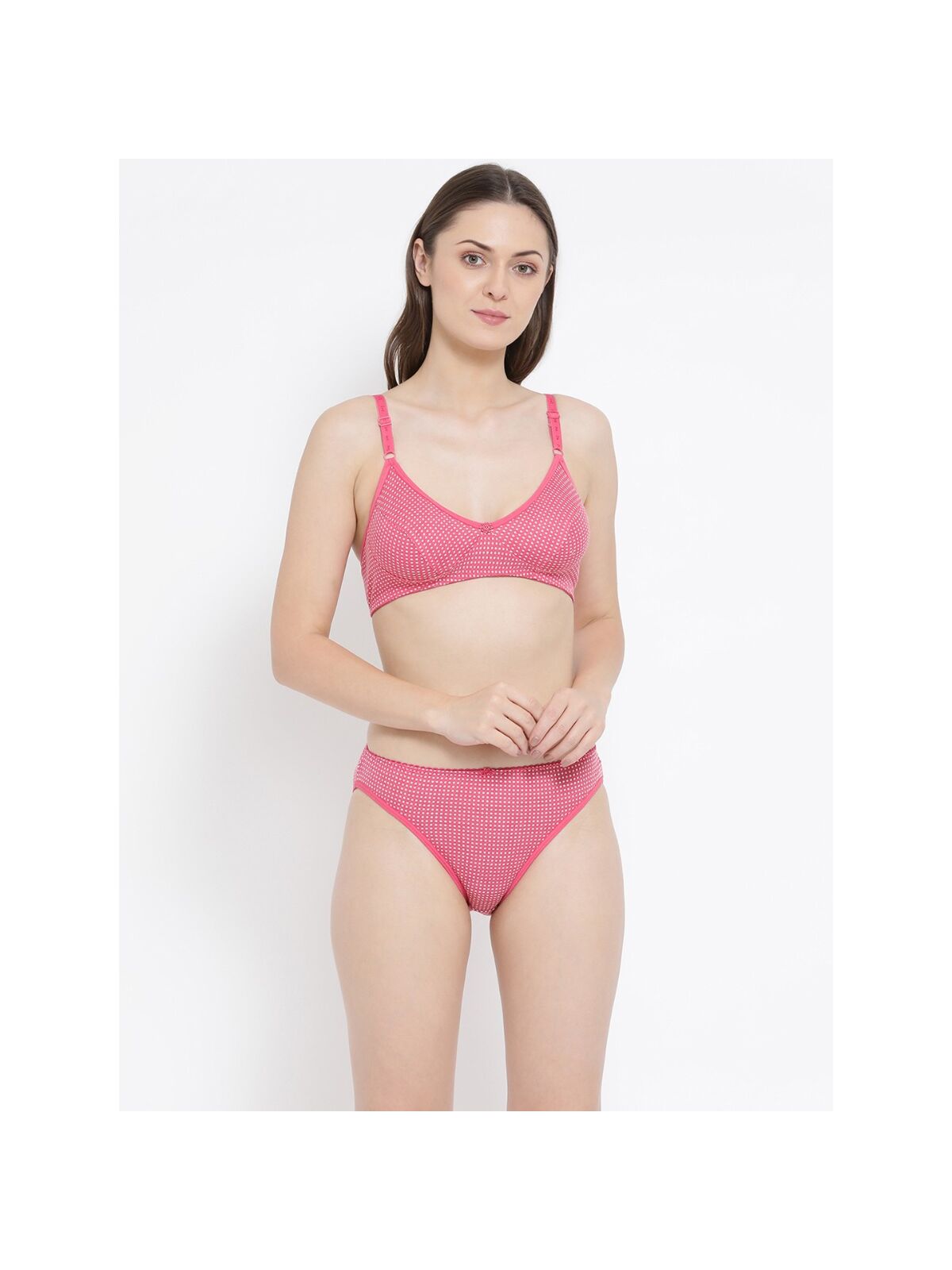 Softline Women's Non Padded Wire Free Bra & Panty Set in 100% Polyester Fabric with Elastic Straps and Hook Closure