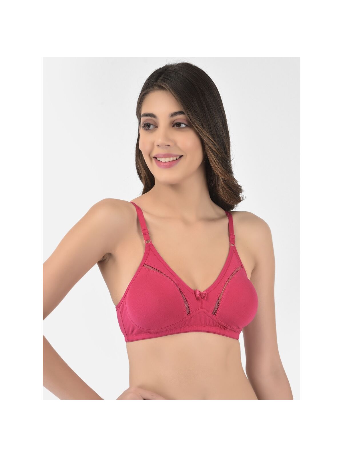 Softline Women's Non Padded Wire Free Bra in Cotton Stretch Fabric with Elastic Straps, Full Cup design, and Hook Closure