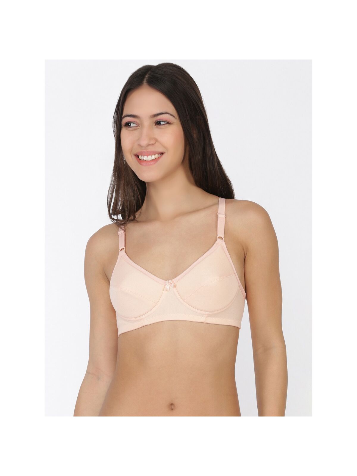 Softline Women's Lightly Padded Wire Free Bra in 100% Polyester Fabric with Elastic Straps and Hook Closure