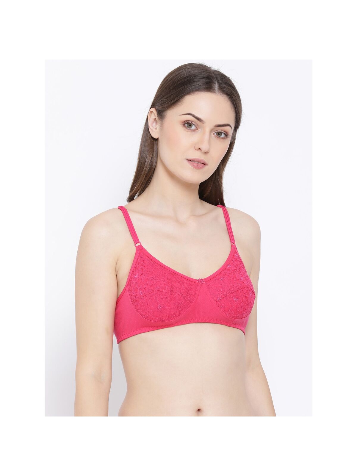 Softline Women's Non Padded Wire Free Bra in Cotton Poly Fabric with Elastic Straps and Hook Closure