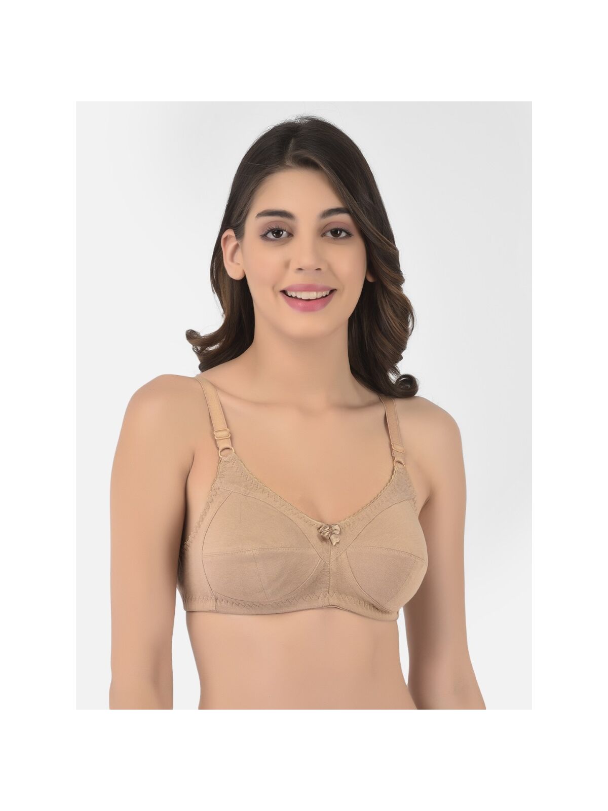 Softline Women's Non Padded Wire Free Bra in Cotton Poly Fabric with Double Layered Cups Full Coverage, Elastic Straps, and Hook Closure (C-Cup )