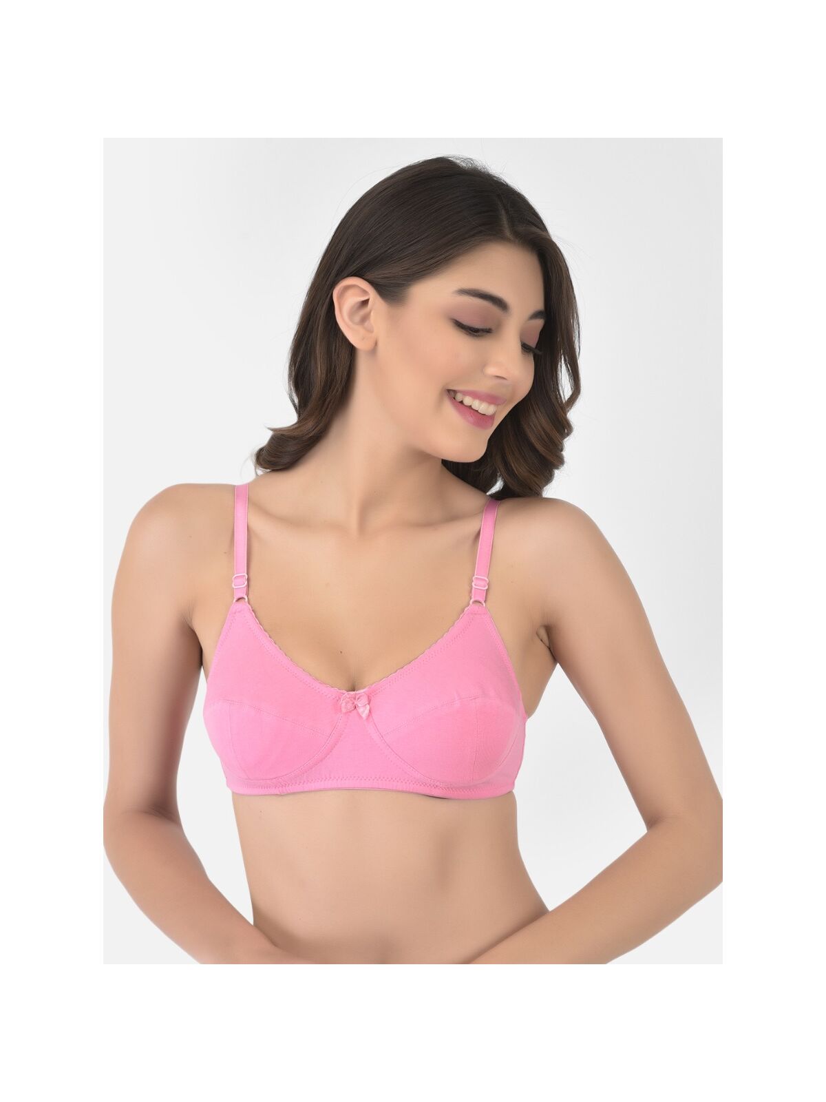 Softline Women's Non Padded Wire Free Bra in Cotton Stretch Fabric with Double Layered Cups Full Coverage, Elastic Straps, and Hook Closure (C-Cup )