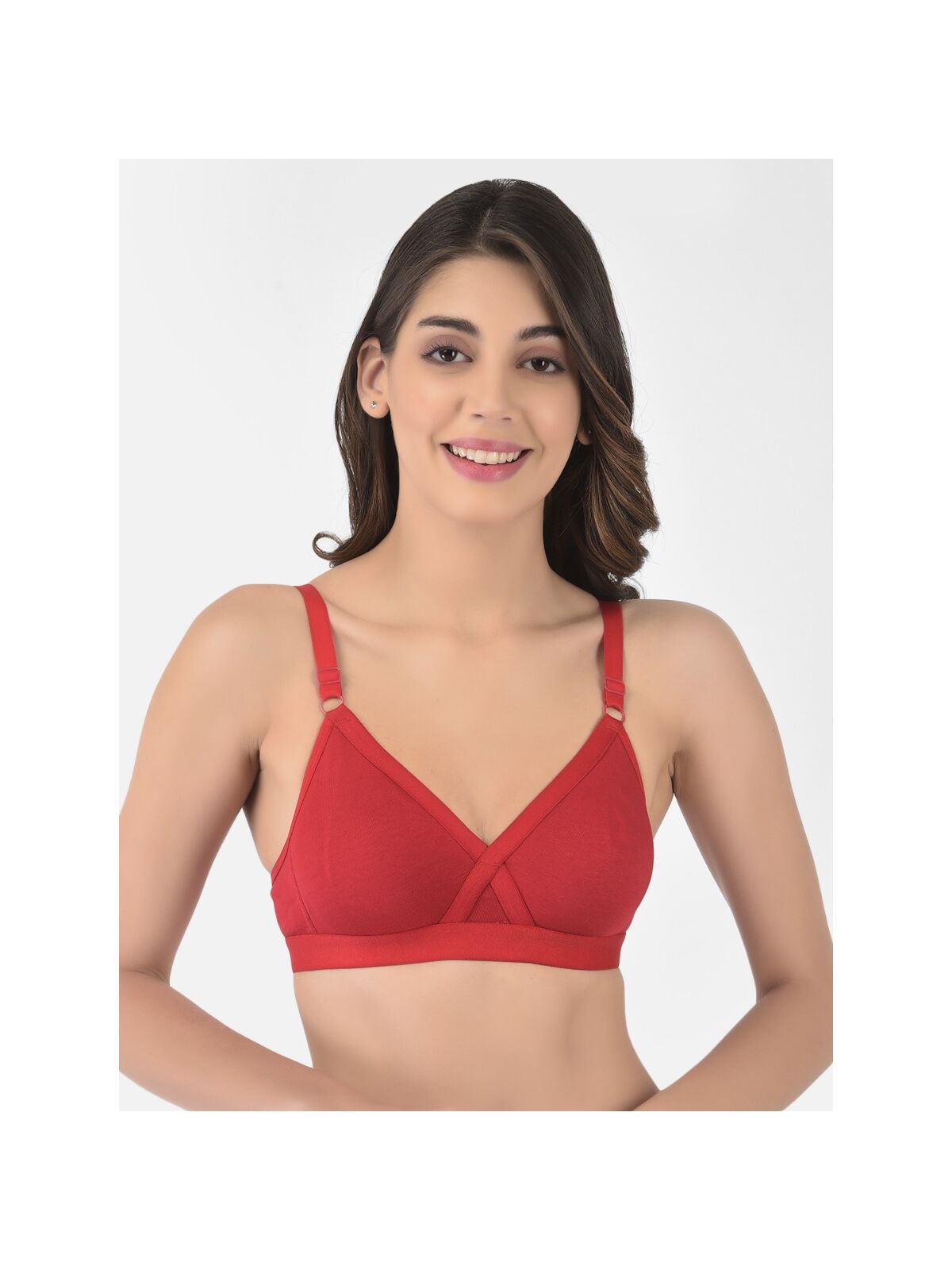 Softline Women's Non Padded Wire Free T-shirt  Bra in Cotton Poly Fabric with Cross Neck Elastic Straps, Double Layered Moulded Cups, and Hook Closure (C-Cup )