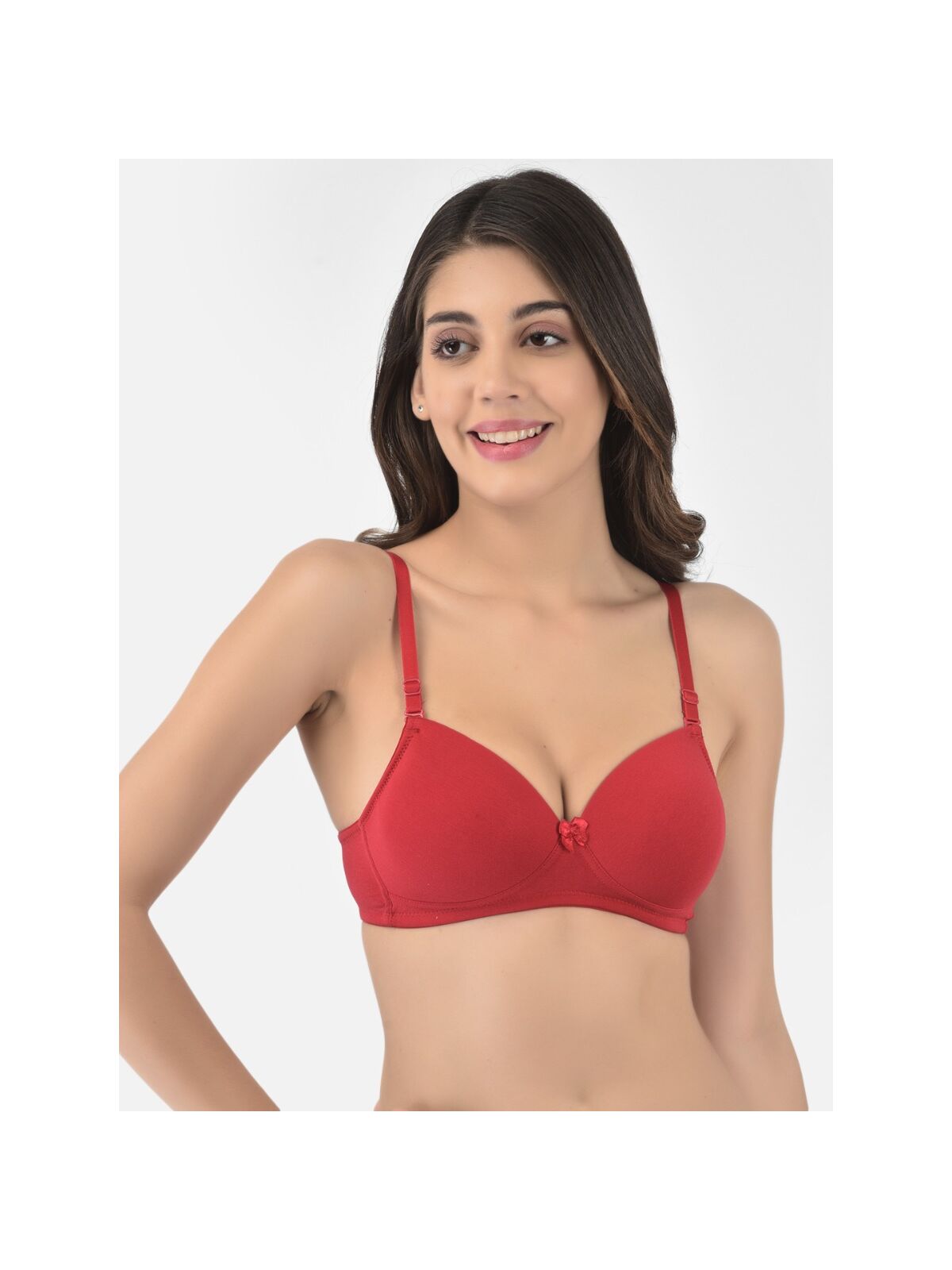 Softline Women's Padded Wire Free  T-Shirt Bra in Cotton Stretch Fabric with Elastic Straps, Full Cup design, and Hook Closure (B-Cup )