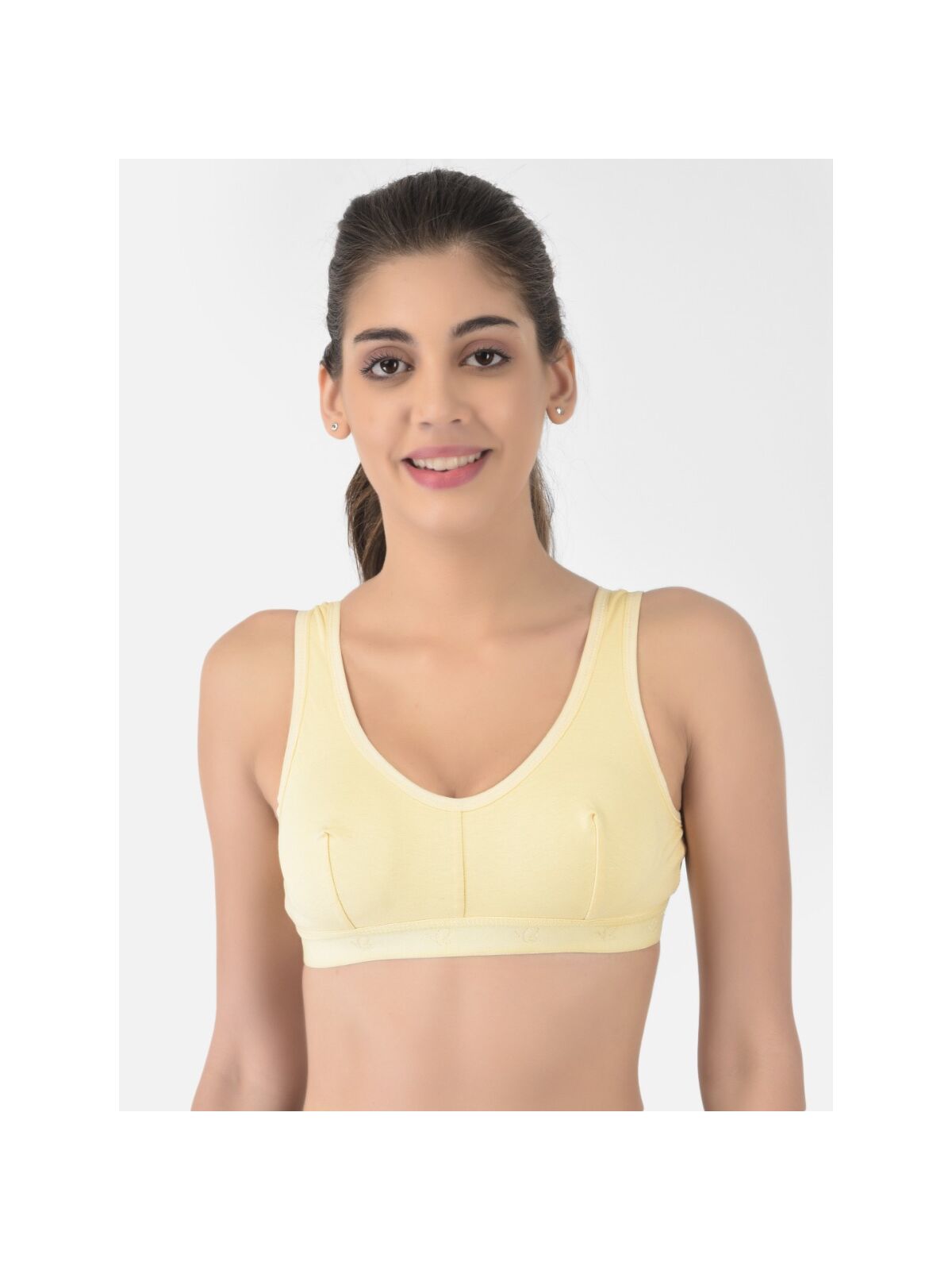 Softline Women's Non Padded Wire Free Sports Bra in 100% Cotton Fabric with Full Cup Coverage, Broad Underband,Double Layered Cups, and Slip On Design