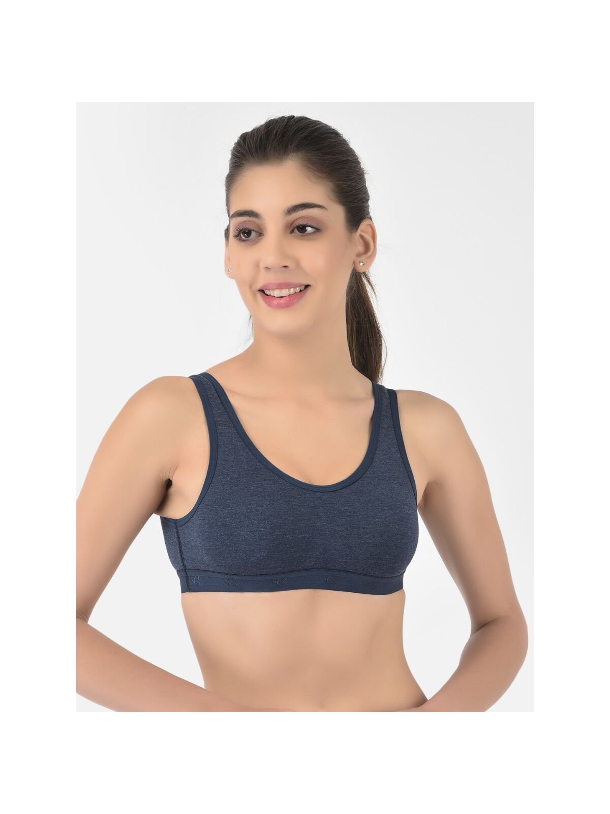 Softline Women's Non Padded Wire Free Sports T-Shirt Bra in Cotton Stretch Fabric with Full Cup Coverage, Broad Underband, Double Layered Cups, and Slip On Design.