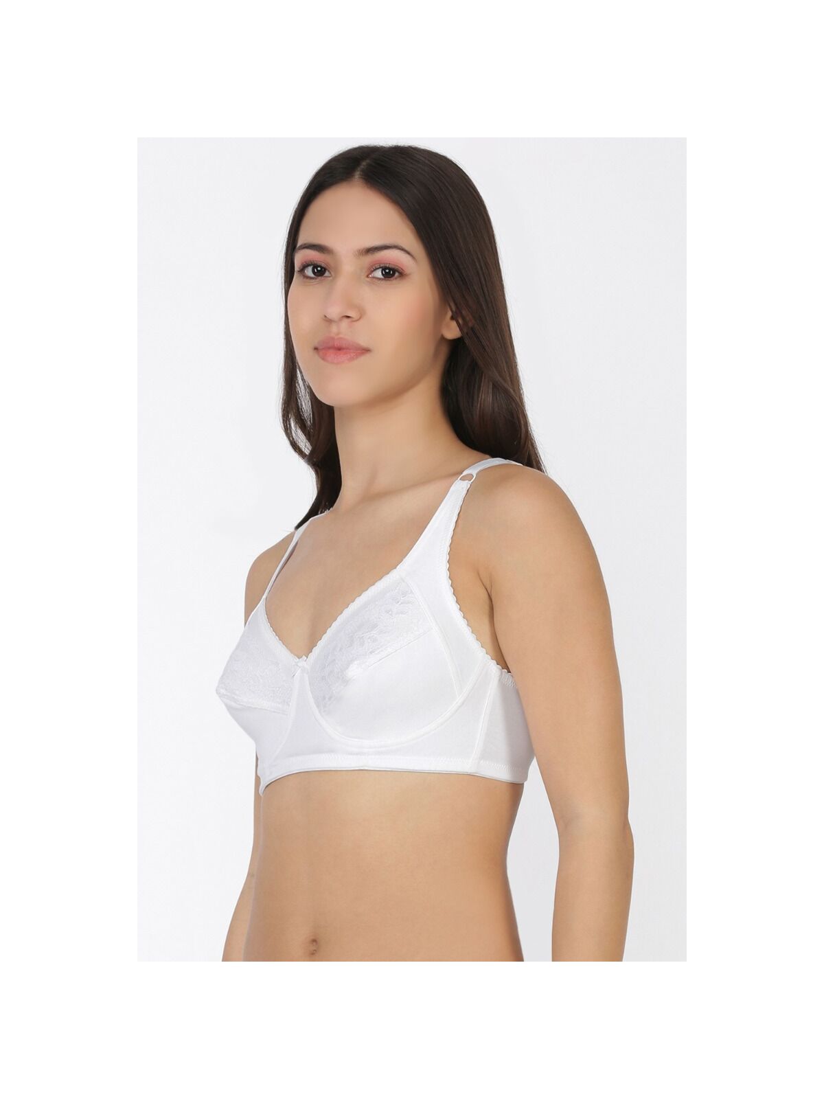 Softline Women's Non Padded Wire Free Bra in Cotton Poly Fabric with Elastic Straps and Hook Closure