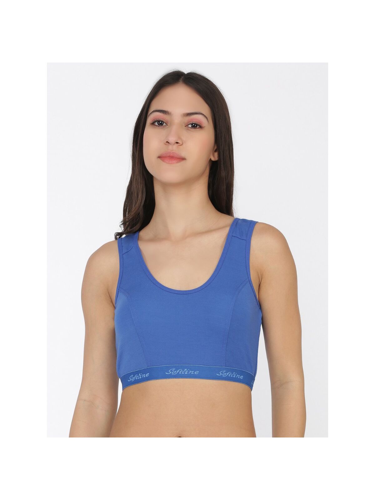 Softline Women's Non Padded Wire Free Sports Bra in 100% Polyester Fabric with High Elasticity, No Hook Design, and Slip on Style