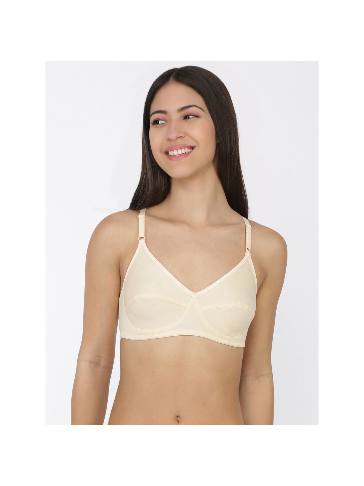 Softline Women's Non Padded Wire Free Bra in 100% Polyester Fabric with Elastic Straps and Hook Closure
