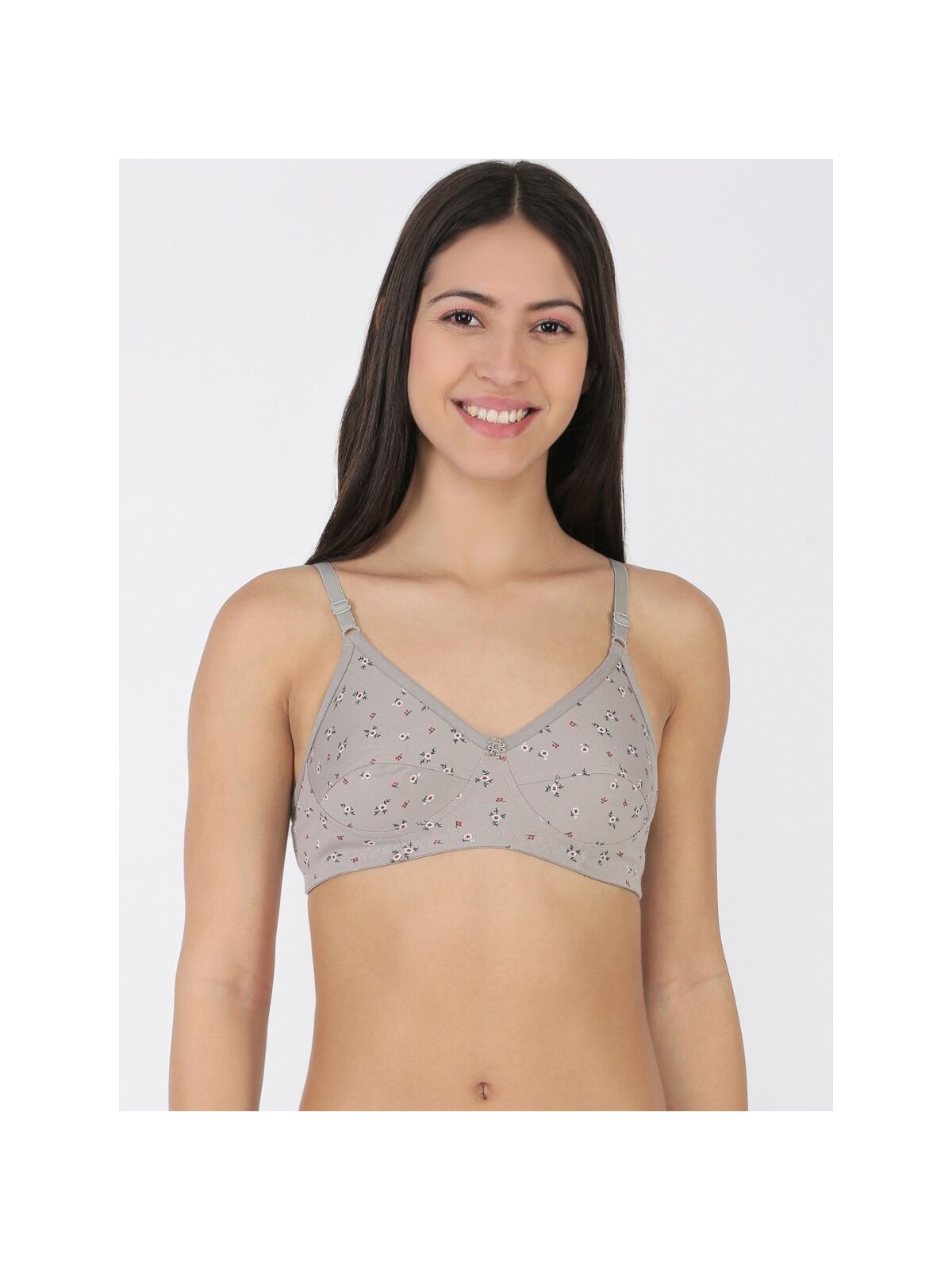Softline Women's Printed Non Padded Wire Free  Bra in Poly Cotton Fabric with Elastic Straps and Hook Closure