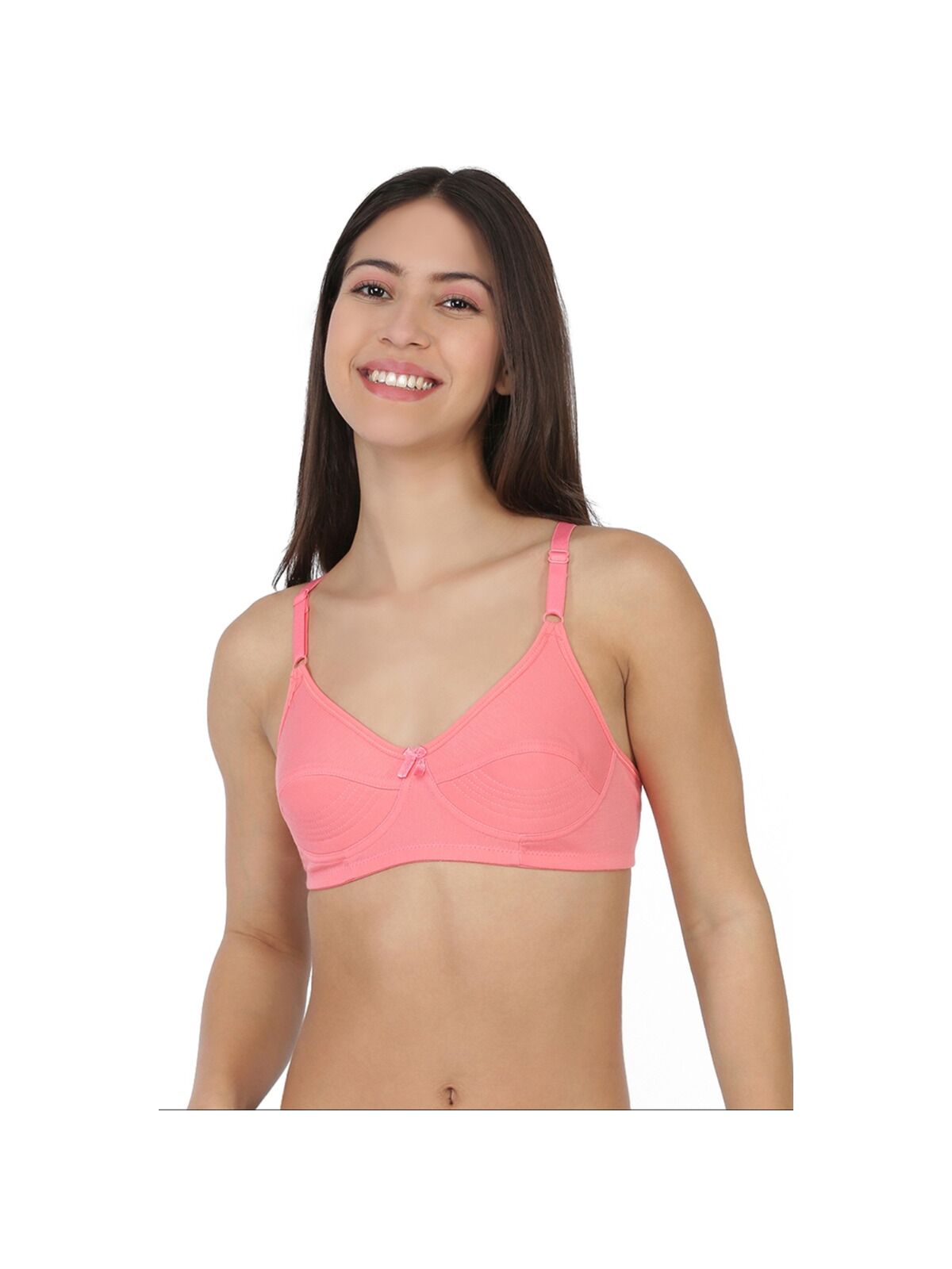 Softline Women's Non Padded Wire Free  Bra in 100% Polyester Fabric with Elastic Straps and Hook Closure